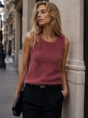 Banana Republic Fuzzy Knit Tank in Dusty Rose